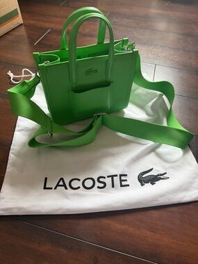 Lacoste Bright Green Mini Tote with Detachable Strap new